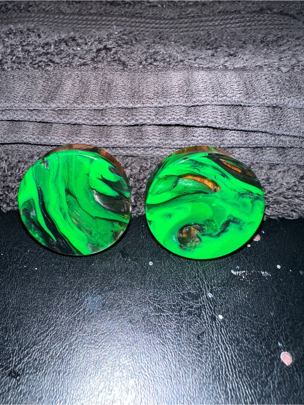 35mm Green Swirl Resin & WoodPlugs🔥
